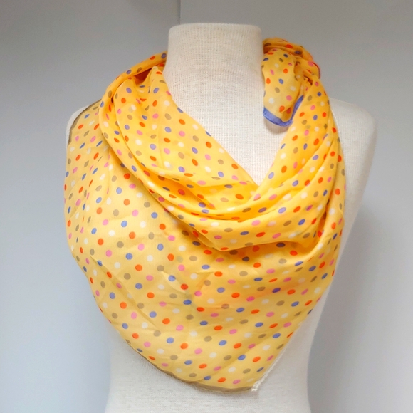 Worth 100% Silk Multi Color Polk a Dot Scarf - Picture 3 of 11